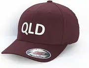 [INTERSTATE] QLD Supporters Cap, Flexfit 6277 Wooly Combed Baseball Cap, Acrylic-Wool, Flexfit Technology, 6-Panel, Silver Undervisor, Stretch Fitted, Premium Mid-Profile, Maroon