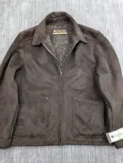 VTG Columbia Mens Faux Suede Leather Barn Chore Jacket Sherpa Lined Large NWT