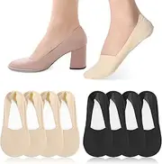 [APLZGMG] 8 Pairs No Show Womens Socks Low Cut Non Slip Cotton Loafer Socks Invisible Liner Footies Thin Silk Socks for Flats, Multicolor, S-L