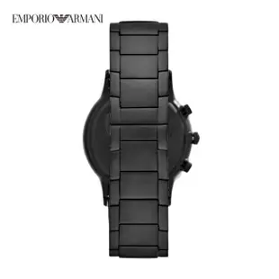 【EMPORIO ARMANI 官方直營】Renato 堅韌果敢三眼男錶 暗黑不鏽鋼錶帶 手錶 43mm AR11275