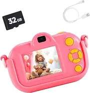 Kids Camera Toy, for Boys Girls Age 3-8, 1080P Digital Camera with Stickers, Soft Case, 32GB SD Card