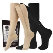 Zipper Compression Socks, 2 Pairs 15-20 mmHg Closed Toe Compression Stockings...