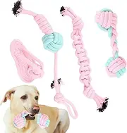 Dog Rope Toy | 4X Puppy Teething Toys | Interactive Game for Medium and Small Breeds, Pull Activities for Mental Stimulation
