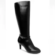 NWT Karen Scott Womens Black Patent Leather Hanna Boots SIZE 9.5M