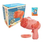 26 Holes Pink Bubble Machine Kids Summer Rocket Launcher Water Bubble Gun Outdoor Toys