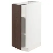 METOD base cabinet with shelves, white/Sinarp brown, 30x60x80 cm