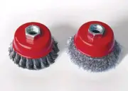 3" Knot & Crimp Steel Wire Cup Brush, 2 Piece Set for 5/8" Arbor, COARSE + EXTRA