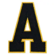 3" Embroidered Iron-On Alphabet Letter Patches, 1 pc, TR-12249 (Black/Yellow)