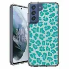 For Samsung Galaxy S20 S21 S23 S24 FE 5g TPU Case+Glass(Leopard Skin Teal)