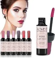 6 Colors Wine Lip Tint Set, Matte Lip Stain Long Lasting Waterproof Liquor Bottle Lip Gloss Set, Silky Smooth Lightness Non-Stick Lipstick for Women