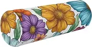 GuoChe Yoga Meditation Bolster Pillow Spring Cute Flowers Rustic Neck Roll Pillow 5.5" x 17" Round Pillow Adults Cylinder Throw Pillows for Couch Lower Back Support