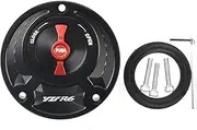 Motorcycle Scooter Fuel Tank Gas Cap Cover Fuel Gas Tank Cap Cover CNC Aluminum Keyless For Yamaha YZF R6 all years Motorcycle Accessories 6 Colors(Black Red -a)