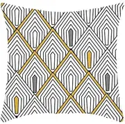 Cushion covers Cushion Covers 40cm x 40cm Abstract Grey Black Cushion Covers Invisible Zipper Sofa Cushions Outdoor Cushions Garden Cushions Decorative Pillows Square Pillow Case(Striped White Yellow,