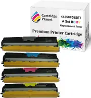 a Set BCMY Compatible Toner Cartridge for OKI 44250708 44250707 44250706 44250705 (2,500 Pages) for OKI C110 C130n MC160n