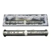 Silver Pewter Baby Birth Certificate Holder in Satin Gift Box
