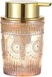 Glass Foam Soap Dispenser, Refillable Faming Pump Dispenser with Gold Pump, Foam