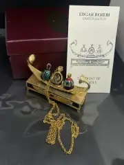 VTG Edgar Berebi Limited Edition Egyptian Faberge Eggs Pendant Necklace W/stand