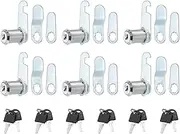 uxcell 1-1/8" Cam Lock with Keys, 6 Pack Zinc Alloy Keyed Different Cabinet Cam Lock Set RV Storage Lock for File Drawer Mailbox Toolbox, Silver Tone