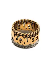 Alexander McQueen Graffiti Embellished Ring 11 Yellow