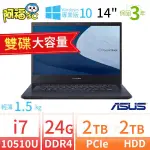 【阿福3C】ASUS華碩P2451F 14吋商用筆電I7/24G/2TB+2TB/W10P/3Y-雙碟 極速大容量