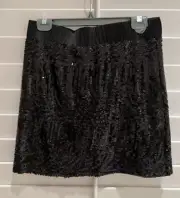 NWT Sanctuary Sequin Pull On Elastic Waist Mini Skirt Black Size S