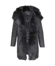 NWT, WOOLRICH Black Emily Wool Blend and Shearling Coat, SZ Large, $1295