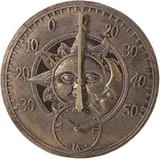 Outdoor/Indoor Wall Clock Waterproof, Silent Non Ticking 12 Inch Clock Decor Clock Attached Thermometer Indoor or Outdoor for Patio, Garden, Pool or Hanging Outside