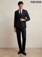 Reiss Navy Seminar Wool Check Slim-Fit Suit Trousers (F97657) | $350