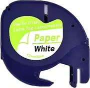 8 Pack 91330 91200 Compatible DYMO Label Tape Black on White Paper LetraTag Labels 12mmx4m