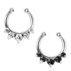 Faux Septum Clicker Ring Gemmed Princess Ring 316L Surgical Steel Fake No pierce