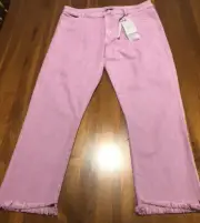 Dusty Pink 3/4 Straight Leg Jeans Size31/32 New With Tags Only Cotton Mix