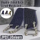 3PCS Exfoliating Shower Towel Long Strip Bath Scrub Body Wash Cloth Back Strap