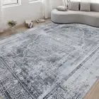 Extra Large Rug Silver Grey Soft Distressed Medallion Lounges Carpet 240x340cm