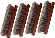 Amosfun 4pcs Horsehair Shoe Brush High Gloss Polishing Brushes with Handle for Shoes Boots Upholstery Cleaning Car Seats Portable Lightweight Versatile Cleaning Tools