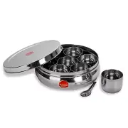 Stainless Steel Belly Shape Masala Spice Box Dabba with Lid 1.5 L