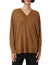 Allsaints Bern Paneled V Neck Sweater