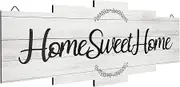 Jetec Home Sweet Home Sign, Rustic Wood Room Wall Decor, Farmhouse Plaque Wall Hanging Wooden Sign for Bedroom, Living Room, Wedding Decor(White)