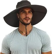 [HLLMAN] Super Wide Brim Sun Hat-UPF 50+ Protection,Waterproof Bucket Hat for Fishing, Hiking, Camping,Breathable Nylon & Mesh