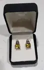 DESIGNS BY FMC STERLING SILVER yellow CUBIC ZIRCONIA STUD PIERCED EARRINGS NOV