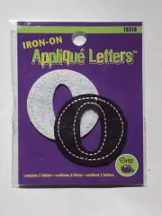 Dritz Iron-on Applique Letters (2) Letter O Black And White, NEW