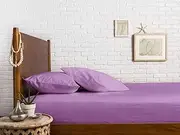 [LINEN SHEETS] 100% Cotton 54x75 inch Double Size 10" Deep Pocket Fitted 300TC Elastic Fitted Bedsheet Set | Daily Use Fitted Bedspread with 2 Pillow Covers-Lavender Solid
