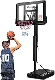 10ft Basketball Hoop Everfit Stand System for Adults with 18" Steel Rim 44"/48" Backboard Portable Wheeled Base Adjustable Height Indoor Stadium Outdoor Court