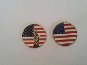 1 set OF US Flag & US Statue of Liberty GOLF BALL MARKER for Golf Hat CliP