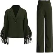 [Zadaos] Solid Spliced Botton Two Piece Set For Women Notched Collar Long Sleeve Tops High Waist Pants Designer Set