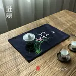 班意小茶席30*50CM禪意刺繡布藝茶旗棉麻桌旗中國風蝴蝶刺繡桌墊