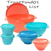 Tupperware Classic Servalier Bowl Set in Shades of Blue and Coral / Guava New