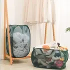 Mesh Breathable Folding Laundry Basket Mesh Storage Basket Bathroom