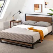 Zinus Single Ironline Bed Frame Wood & Metal Bed Base Bamboo Kids