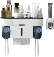 Toothbrush Holder with Automatic Toothpaste Dispenser and Tissue Storage Box,...