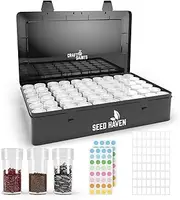 Seed Organizer Storage Box, Black Opaque Light Proof Seed Bank with 60 Transparent Bottles & Labels, Seed Holder Packet Organizer, Seed Vault Container for Homesteaders, Garden Tackle and Sorter